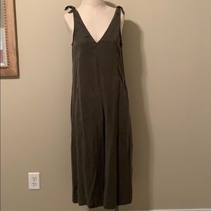 BCBG olive green tie jumpsuit